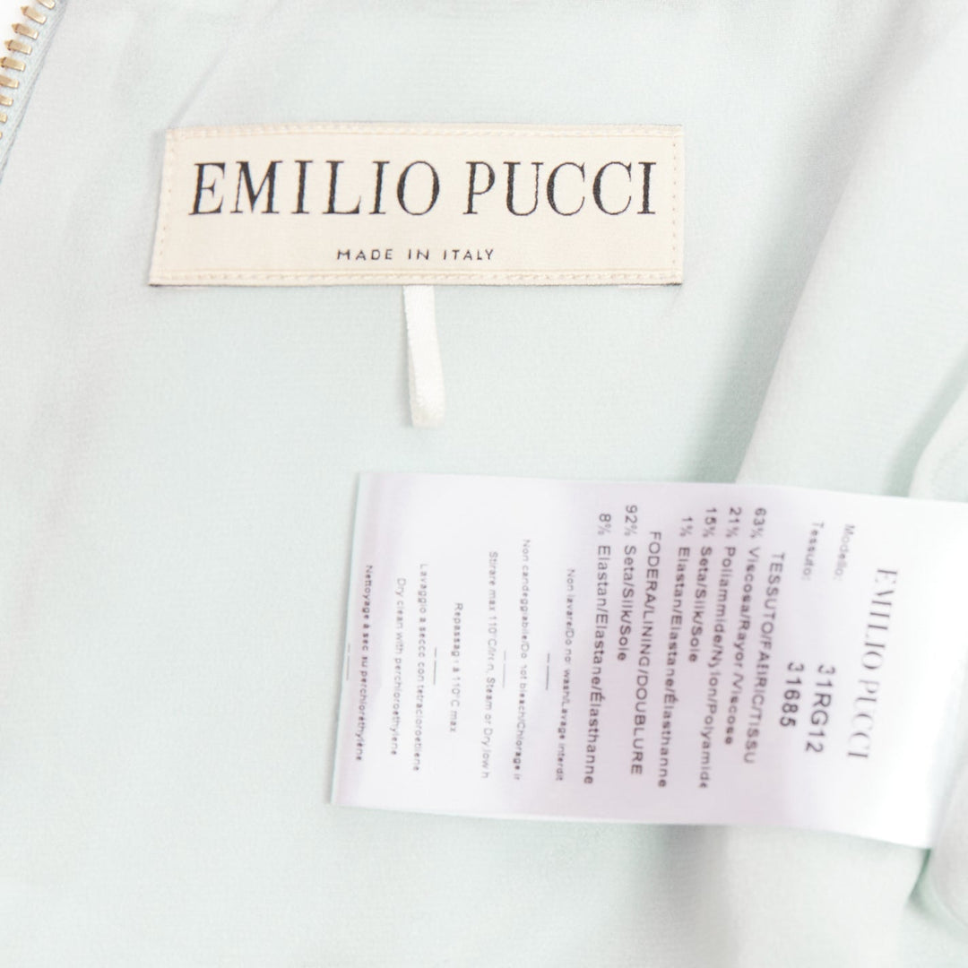 EMILIO PUCCI black light teal floral lace overlay cocktail dress IT42 M