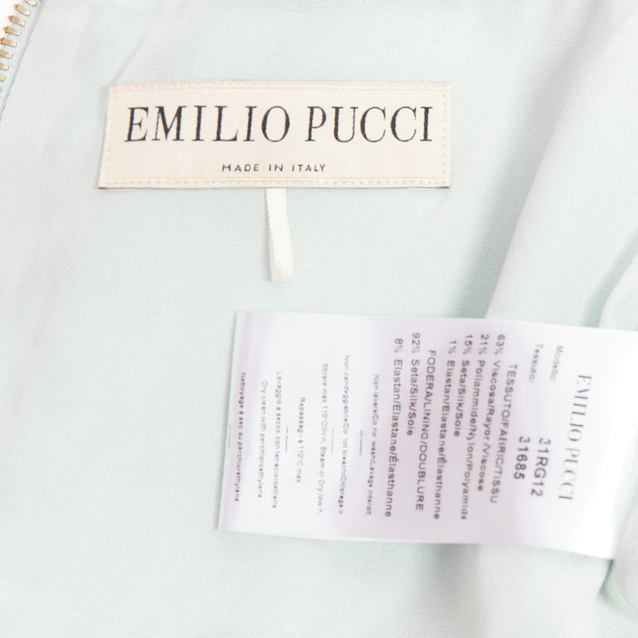 EMILIO PUCCI black light teal floral lace overlay cocktail dress IT42 M