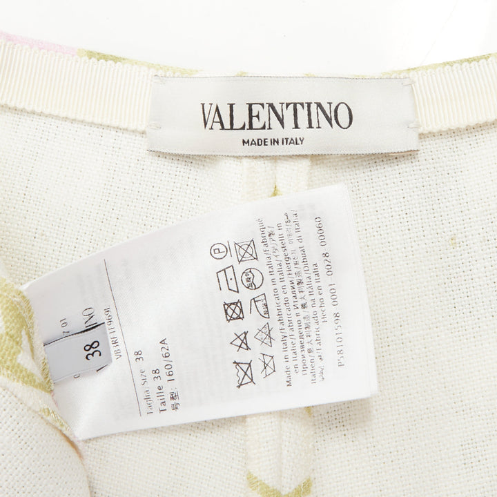 VALENTINO 2020 green yellow white floral lattice graphic jacquard shorts IT38 XS
