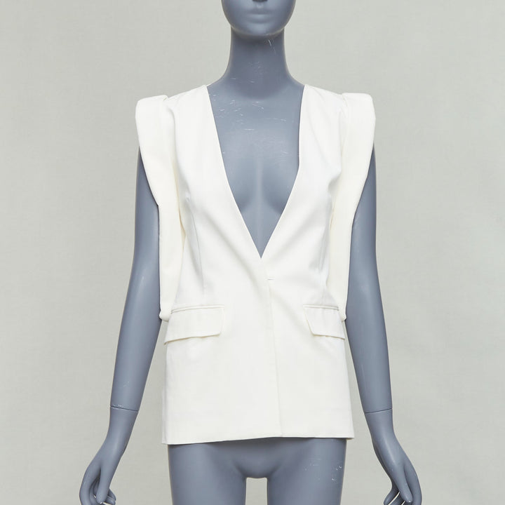 MAISON MARTIN MARGIELA 2011 cream silky padded deconstructed vest FR38 M