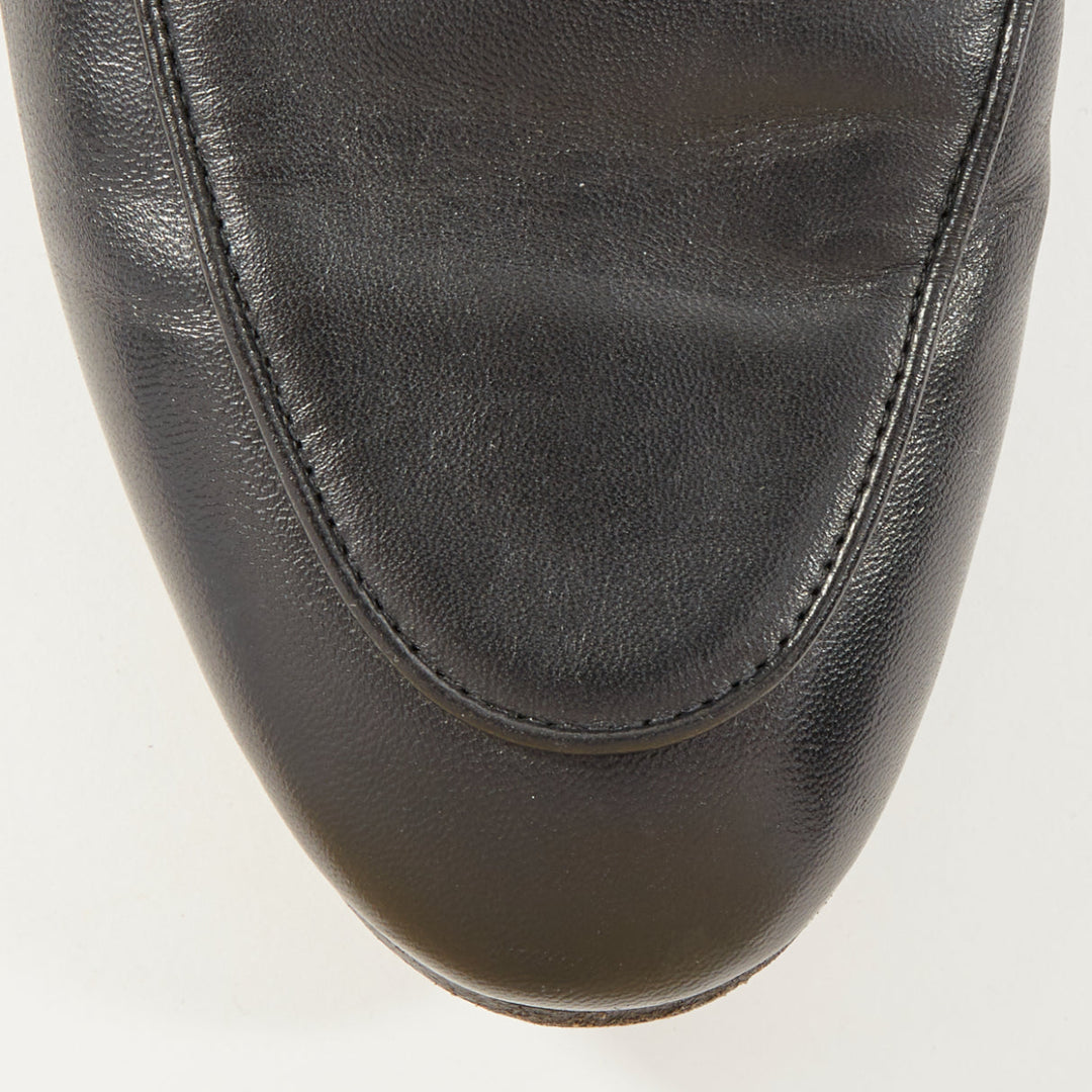 GUCCI 2015 Brixton black leather collapsible heel horsebit loafers EU37.5
