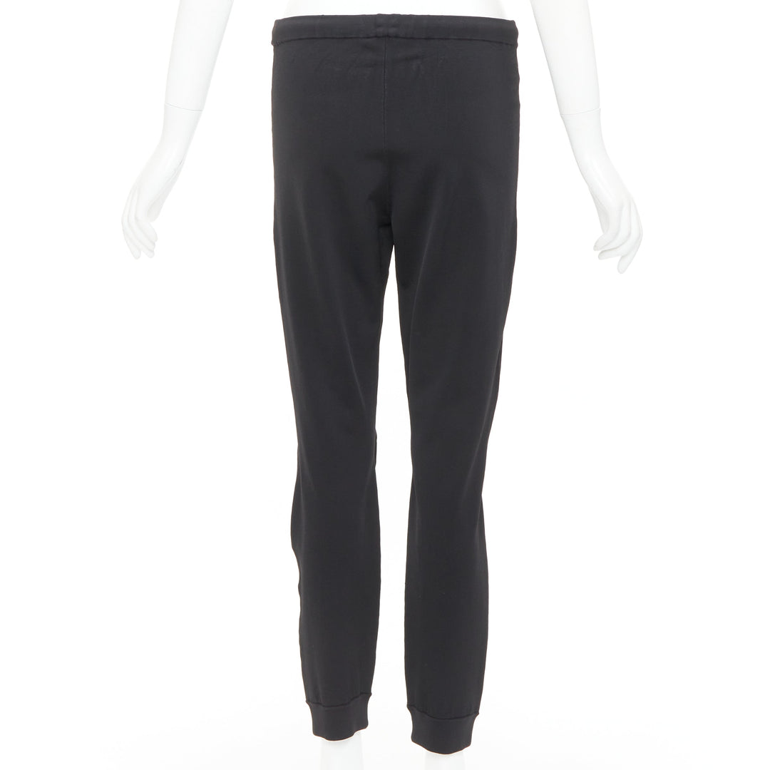 BALENCIAGA black hidden drawstring knee darts cropped jogger pants