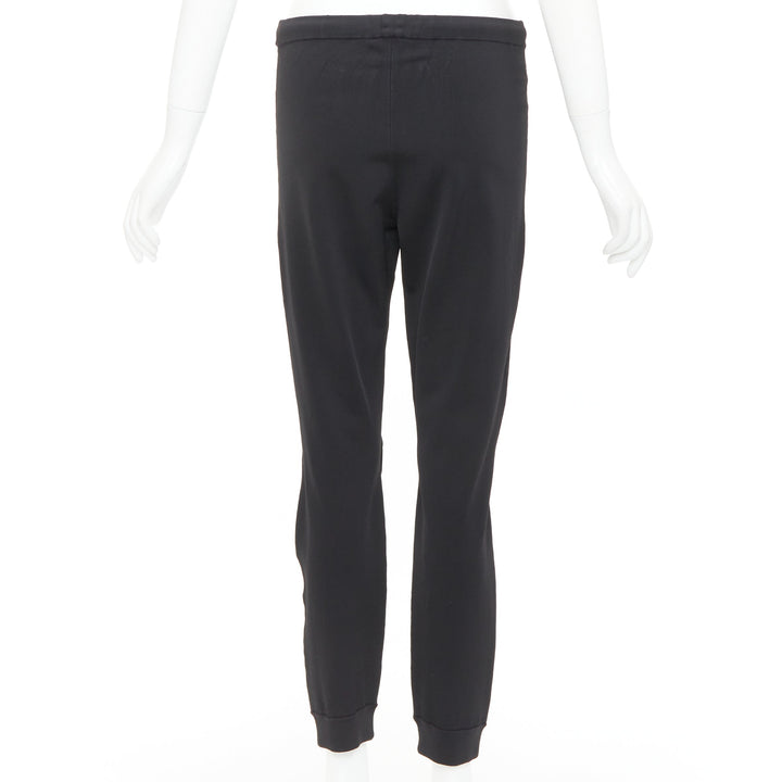 BALENCIAGA black hidden drawstring knee darts cropped jogger pants