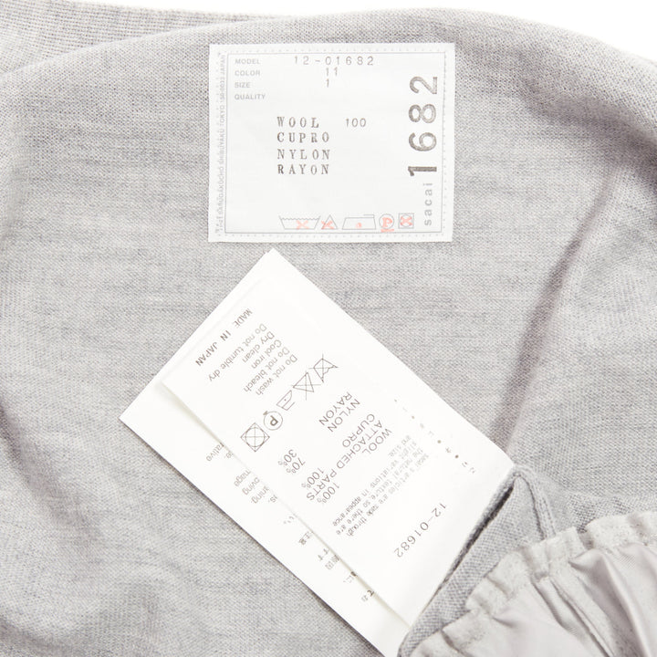SACAI 2012 grey wool white sequin lace ruffle scallop hem cardigan JP1 S