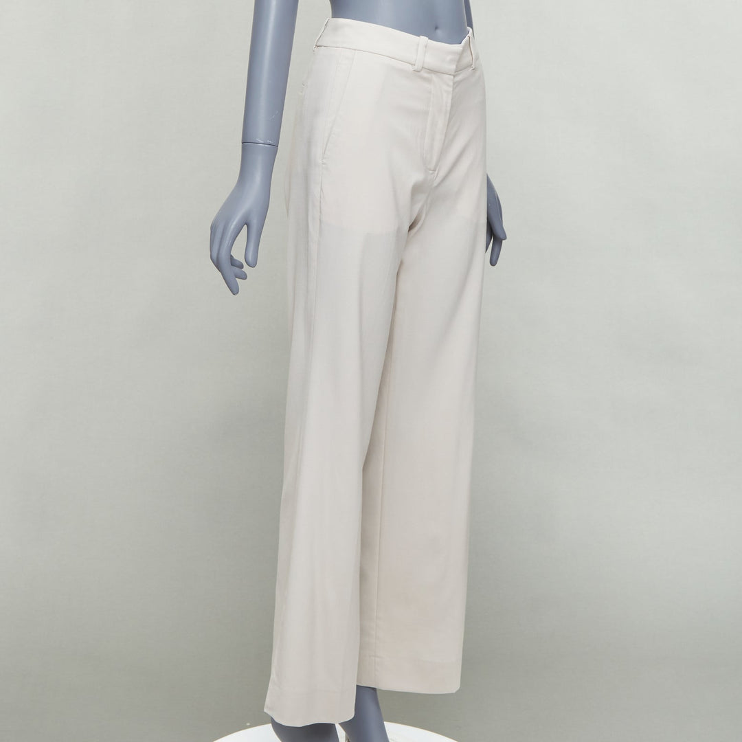 JOSEPH beige virgin wool blend classic wide leg pants FR34 XS