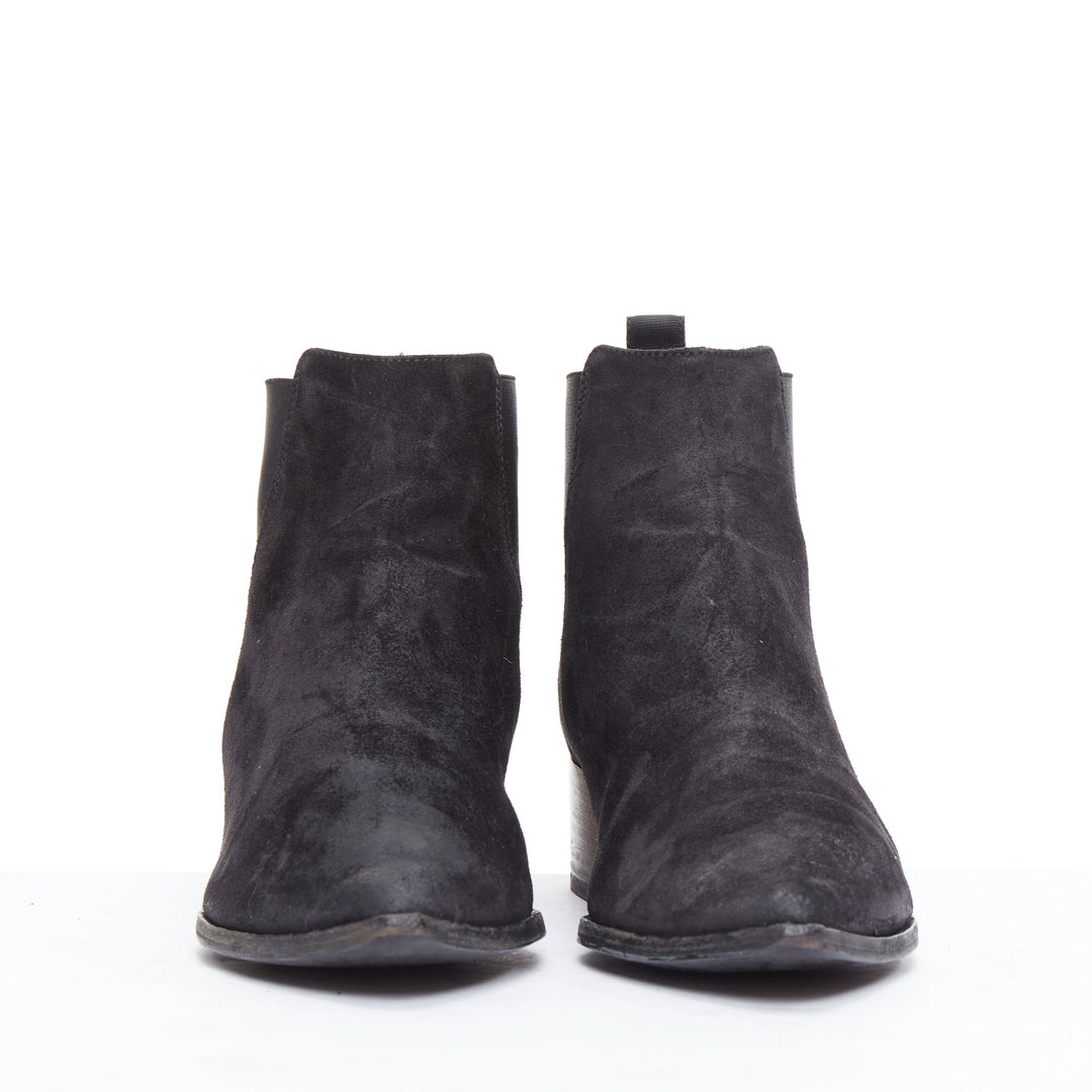 Female mannequin wearing Acne Studios Jensen Black Suede Women Boots in Size EU38 | Available at JHROP