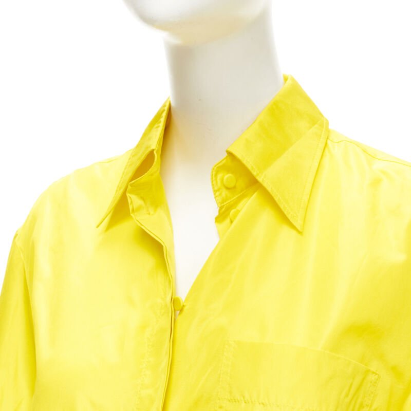 VALENTINO 2022 Runway yellow silk taffeta back slit boxy oversized shirt IT38 XS