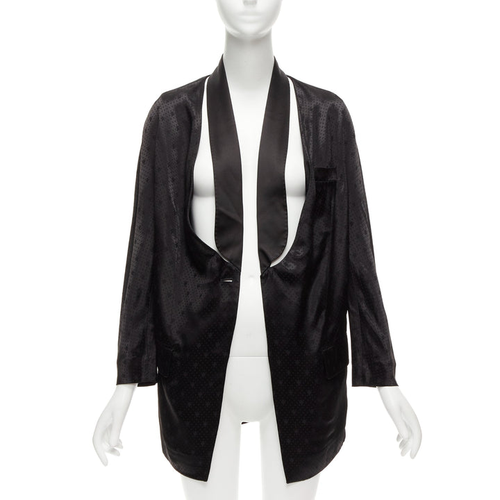 GIVENCHY Riccardo Tisci viscose black cut out collar robe blazer FR38 M