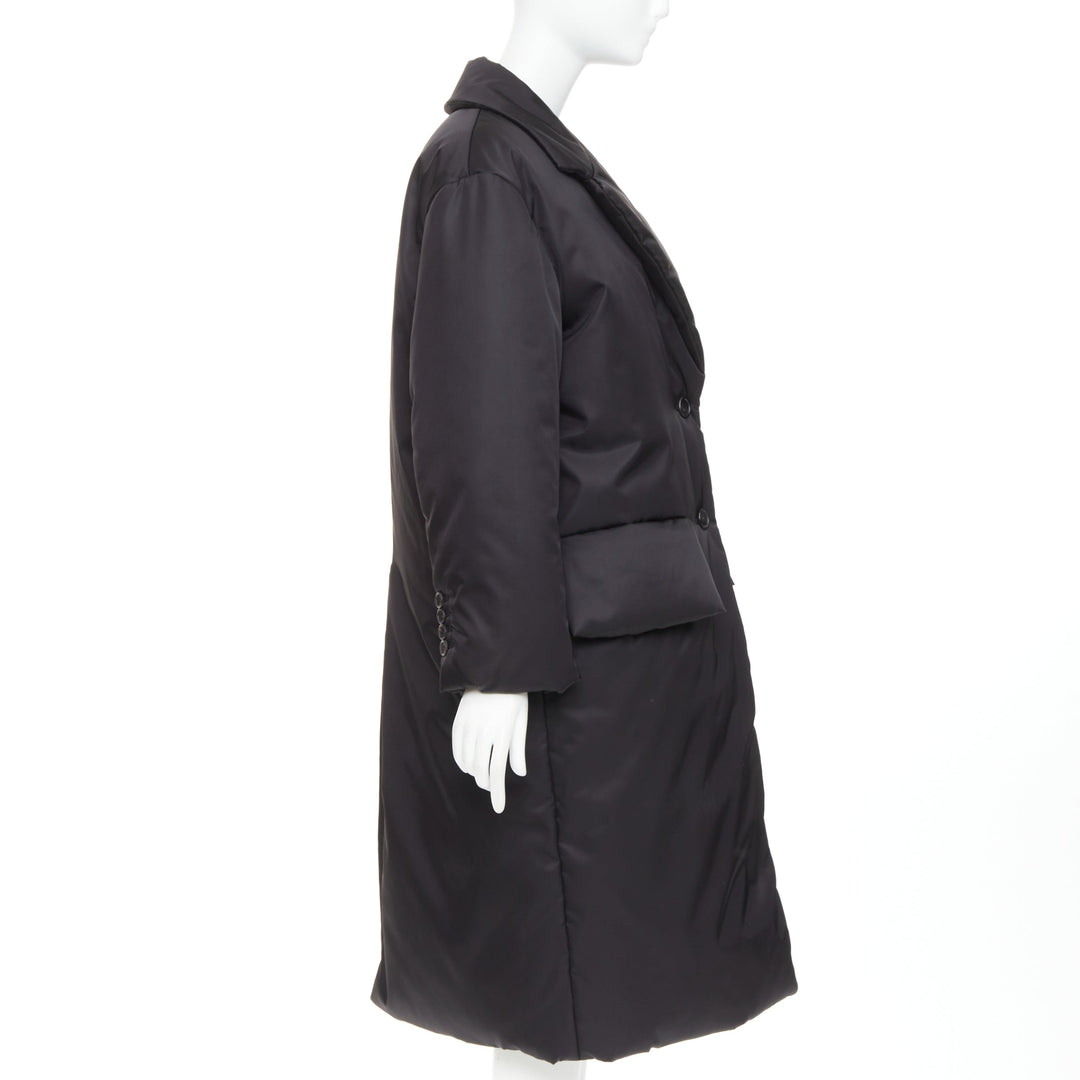 PRADA 2022 Re-Nylon black silver logo flap pocket technical puffer coat IT36 XXS