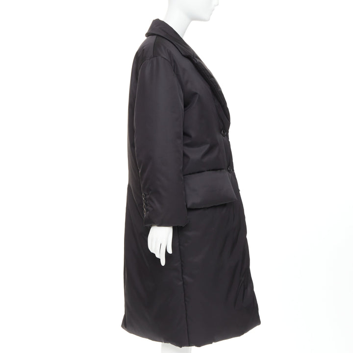 PRADA 2022 Re-Nylon black silver logo flap pocket technical puffer coat IT36 XXS