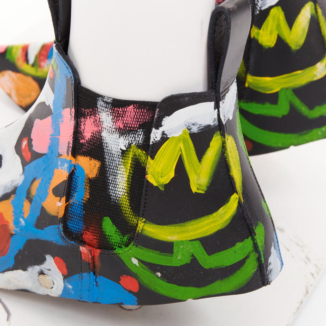 rare COMME DES GARCONS 2014 Runway hand painted black cowhide shoe covers