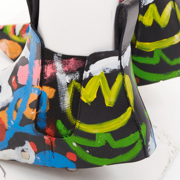 rare COMME DES GARCONS 2014 Runway hand painted black cowhide shoe covers