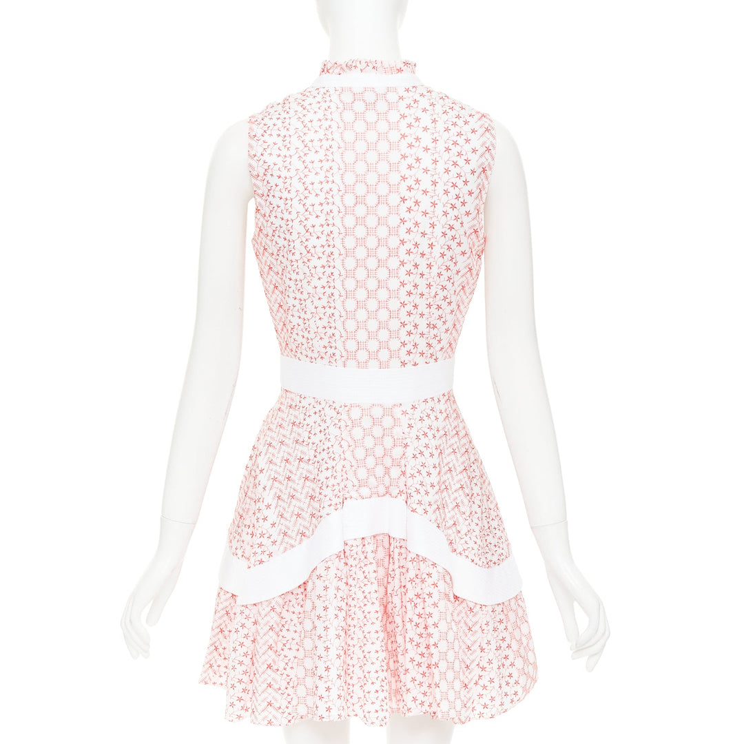 ALEXIS 2020 white pink rustikan floral guipure lace fit flare dress M