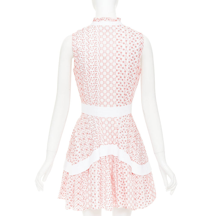 ALEXIS 2020 white pink rustikan floral guipure lace fit flare dress M