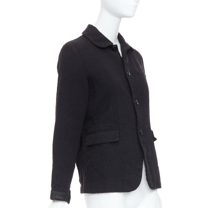 COMME DES GARCONS CDG black boiled wool button down blazer coat S