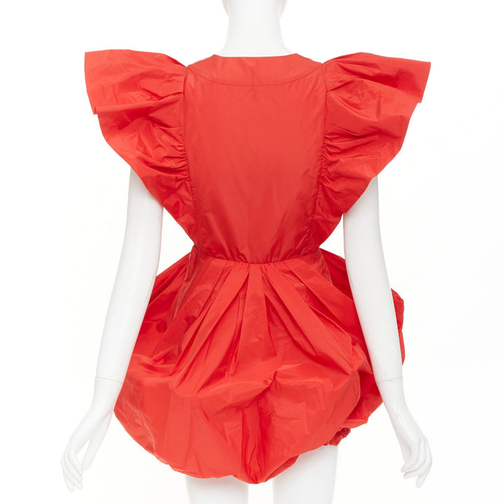 PHILOSOPHY DI LORENZO SERAFINI red taffeta puff ruffle balloon dress IT40 S