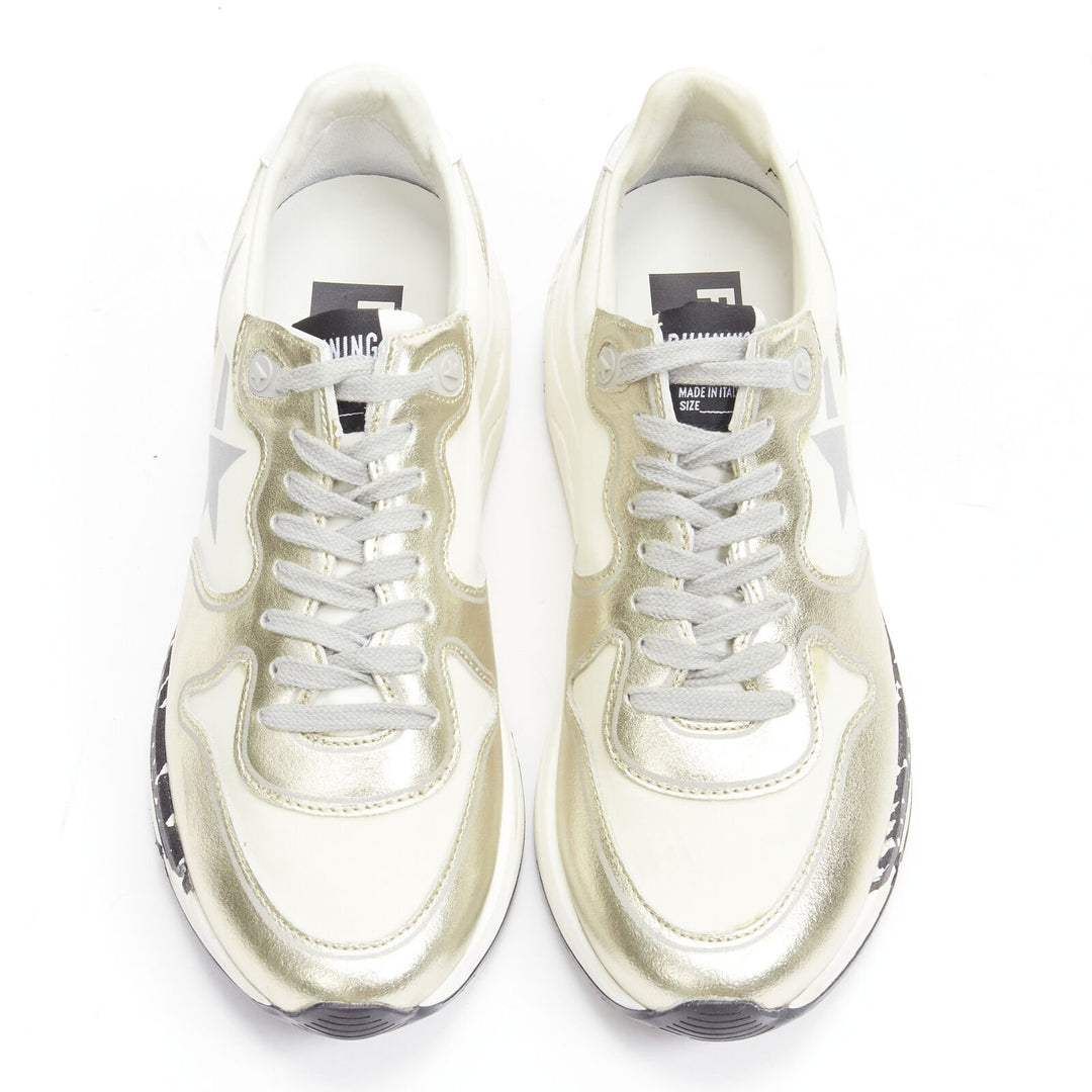GOLDEN GOOSE Private EDT Running chunky metallic gold distressed sneaker EU38