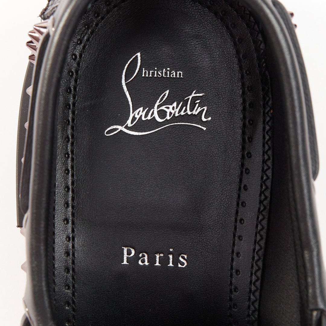 CHRISTIAN LOUBOUTIN Our Steckel black canvas calf leather spike derby EU43 US10