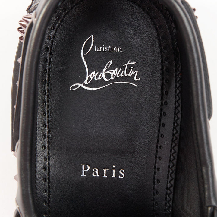 CHRISTIAN LOUBOUTIN Our Steckel black canvas calf leather spike derby EU43 US10