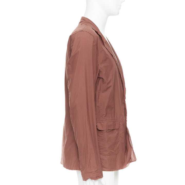 LANVIN Alber Elbaz brick red nylon cotton raw edge relaxed blazer US40 L