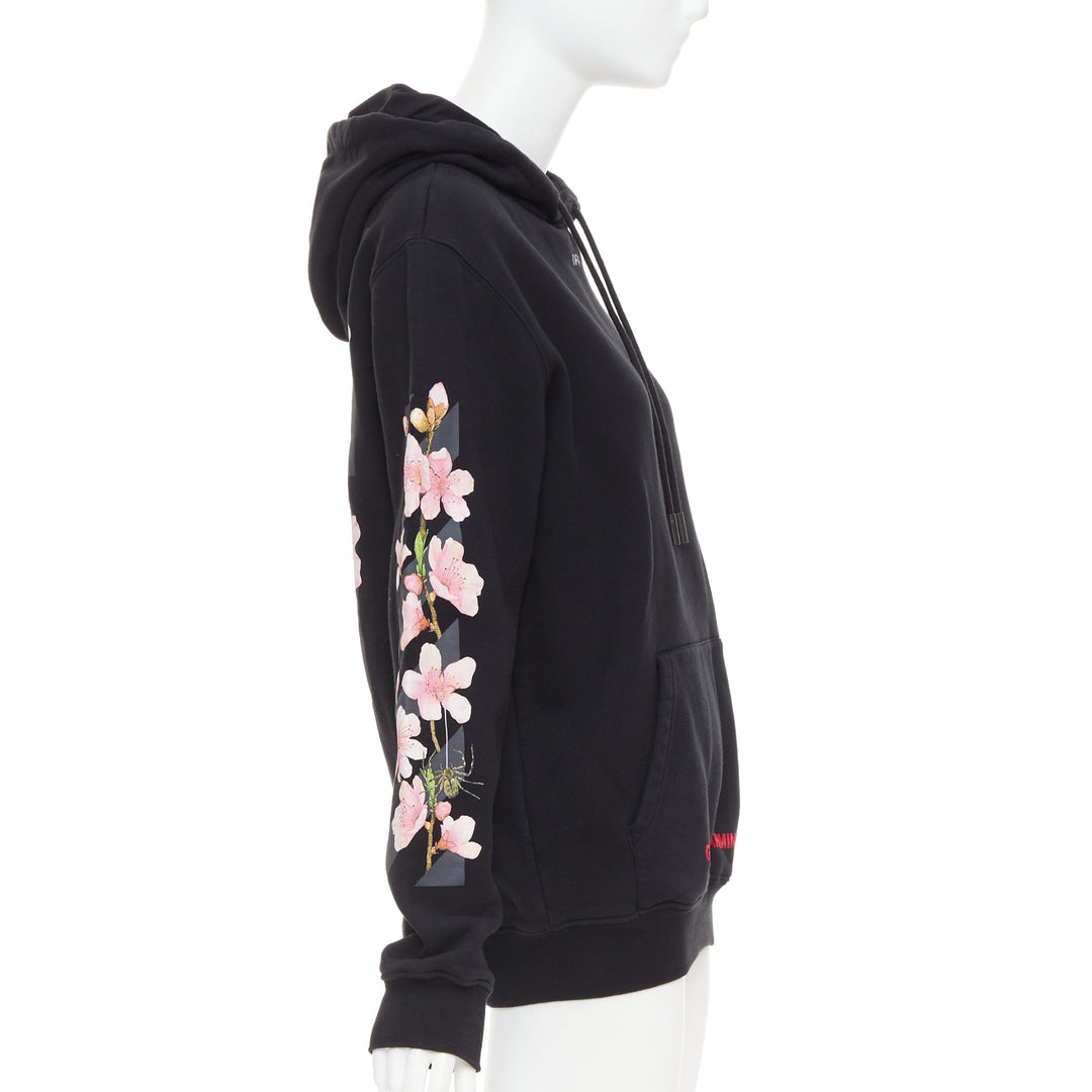 OFF WHITE SSENSE Exclusive black diagonal cherry embroidered hoodie XS