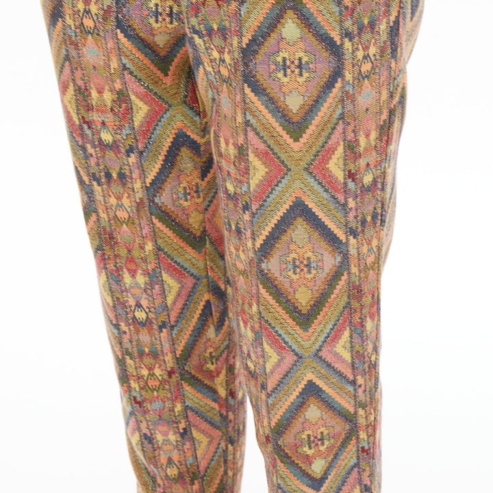 MOSCHINO Jeans vintage geometric metallic jacquard brocade cotton crop pants 28"