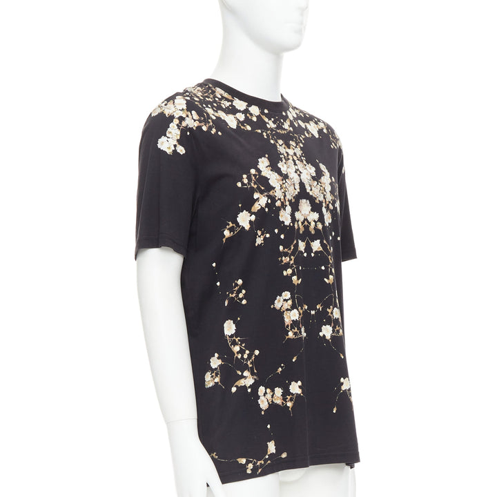 GIVENCHY black cotton babys breath floral print crew tshirt S