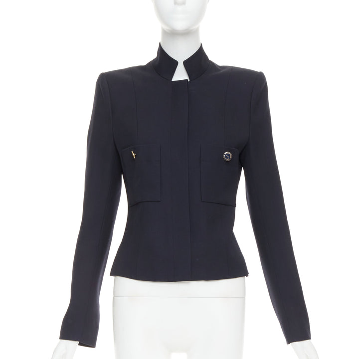 ALEXANDRE VAUTHIER COUTURE AW2023 Runway navy  military collar officer jacket