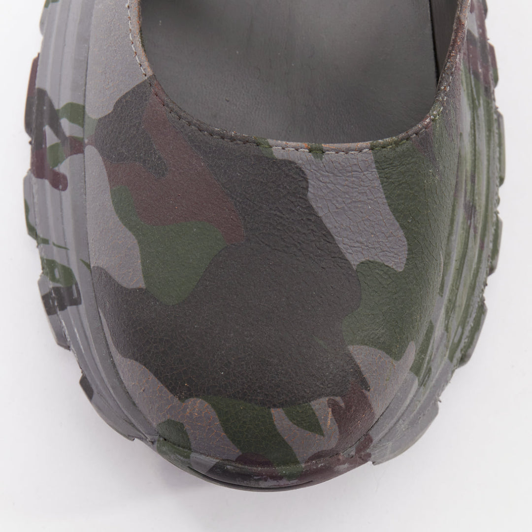 MIU MIU 2019 Runway Camo Chunky grey green double strap mary janes sneaker EU37