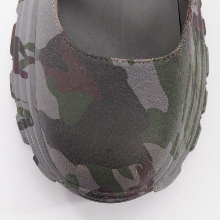 MIU MIU 2019 Runway Camo Chunky grey green double strap mary janes sneaker EU37