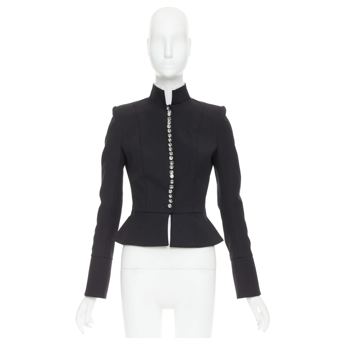 ALEXANDRE VAUTHIER COUTURE AW2018 Runway black crystal crop officer jacket FR36