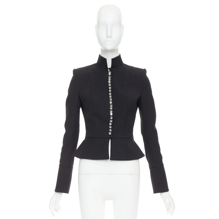 ALEXANDRE VAUTHIER COUTURE AW2018 Runway black crystal crop officer jacket FR36