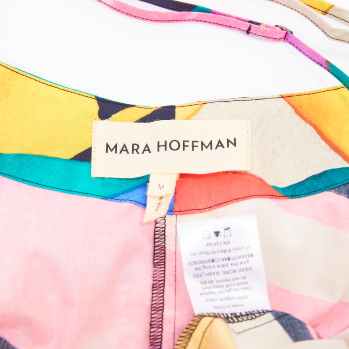 MARA HOFFMAN Lolita Deltoria abstract multicolor print cotton poplin dress M
