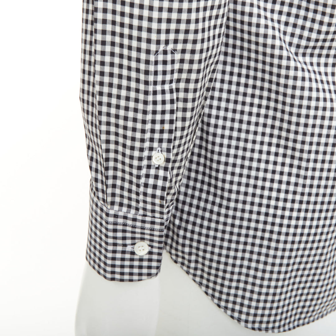 PRADA 2008 black white gingham check cotton long sleeve button shirt EU39 M