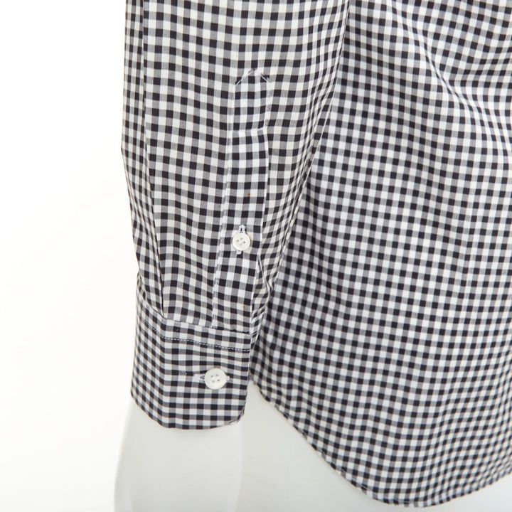 PRADA 2008 black white gingham check cotton long sleeve button shirt EU39 M