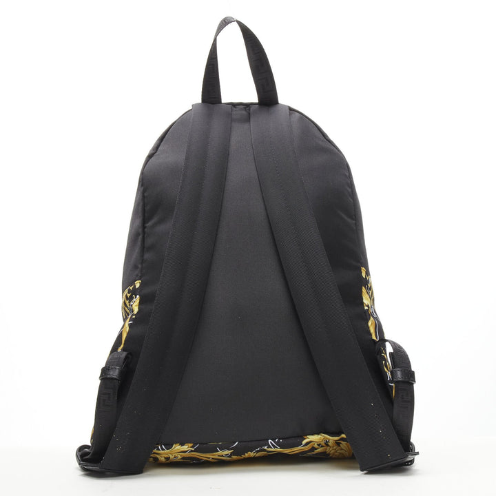 VERSACE Gianni Signature black gold Barocco Virtus Medusa nylon backpack bag