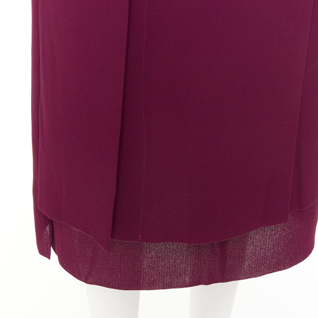 COMME DES GARCONS 1998 Vintage burgundy layered darted pleat self wrap skirt S