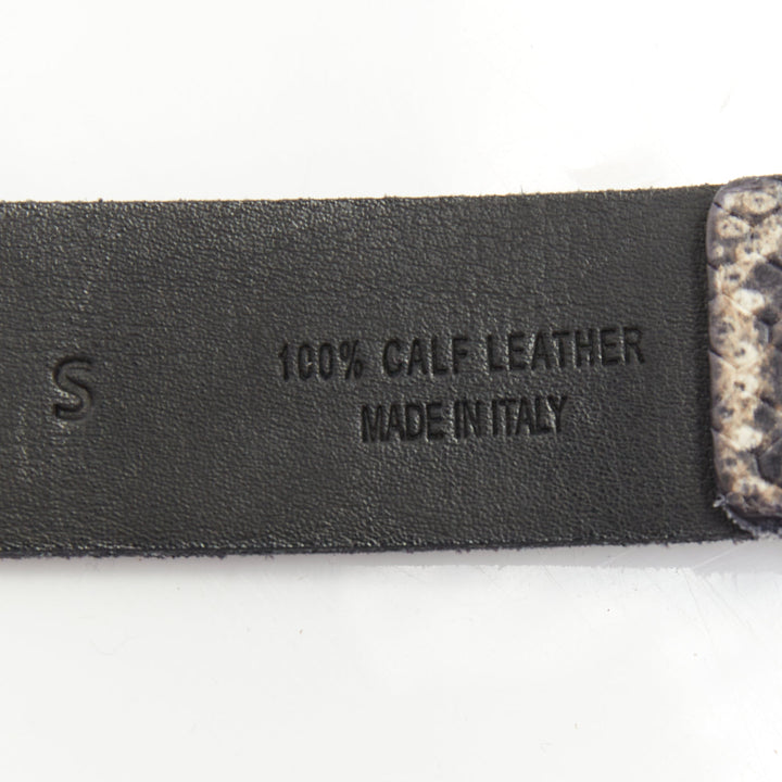 ISABEL MARANT 2021 Zap black embossed calfskin leather skinny loop waist belt S