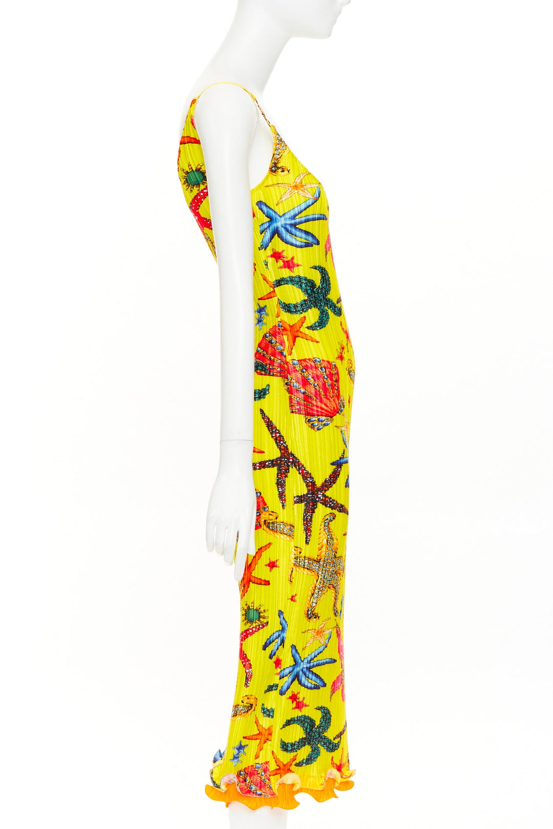 VERSACE 2021 Runway Tresor de la Mer starfish print plisse dress M