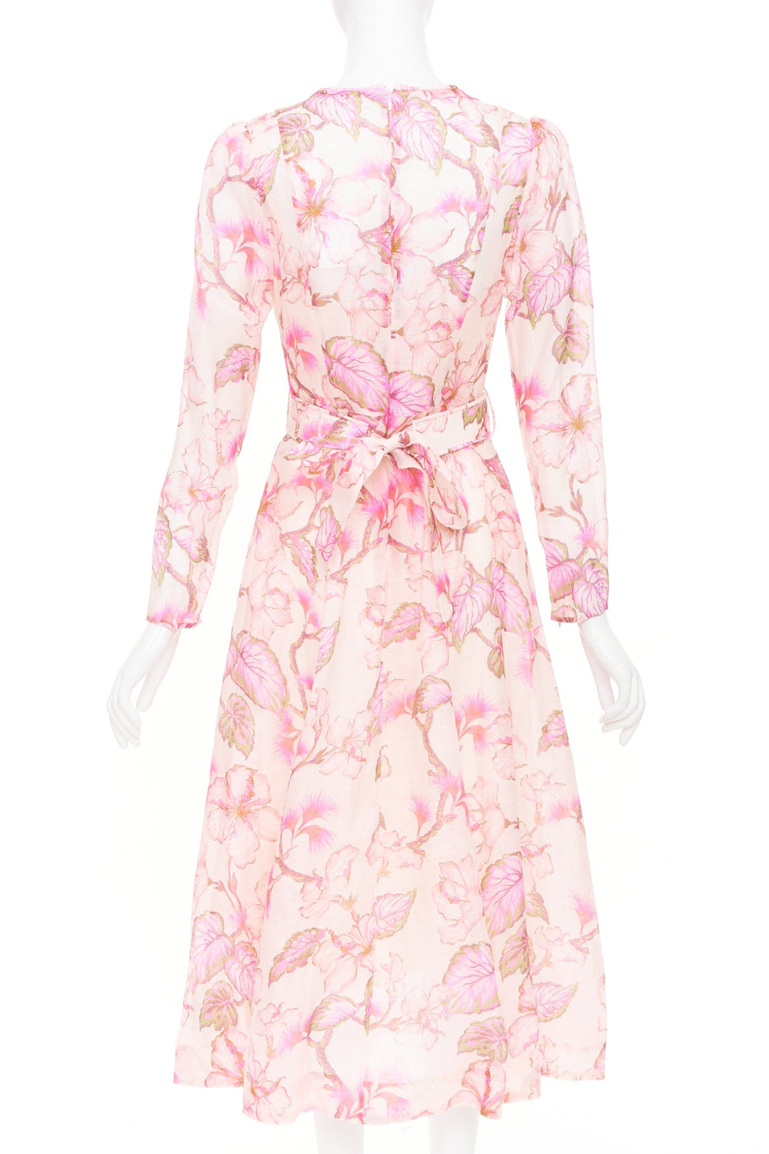 ZIMMERMANN 2024 Runway Matchmaker pink floral linen silk midi dress Size 1 XS-S