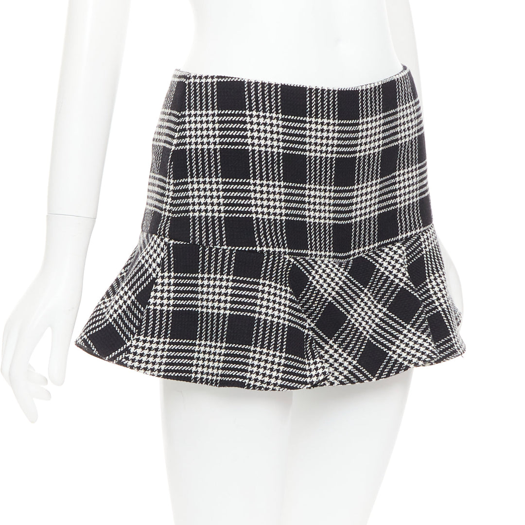 RED VALENTINO black grey houndstooth check print frill mini skort IT38 XS