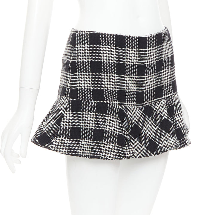 RED VALENTINO black grey houndstooth check print frill mini skort IT38 XS
