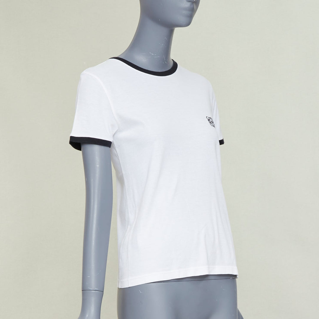 LOEWE 2024 white black Anagram embroidered slim-fit ringer tshirt S