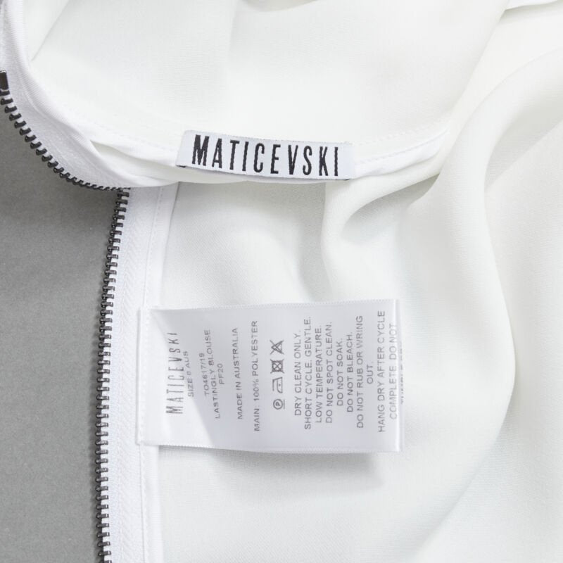 MATICEVSKI 2020 Lastingly Blouse white crepe origami pleat zip back vest AUS8 M