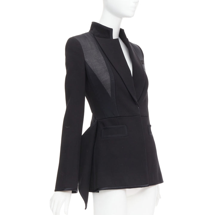 GIVENCHY 2012 Runway black structural sheer overlay peplum blazer