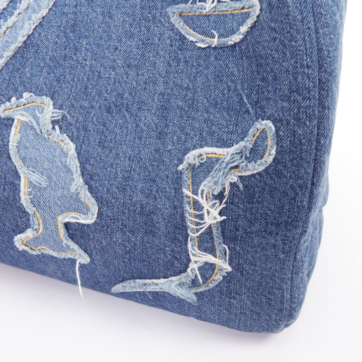 CHANEL 2019 Runway Paris-Egypt Deauville Hieroglyph Shopping Tote denim blue