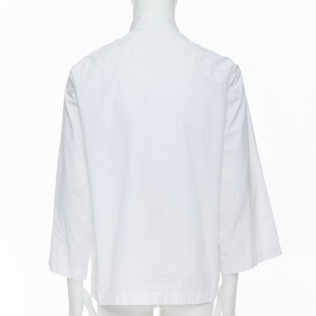 LOEWE white cotton asymmetric collar cropped sleeve boxy shirt S