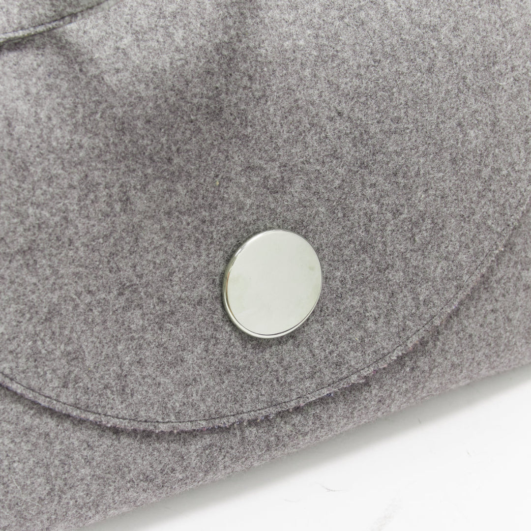 rare CELINE Phoebe Philo 2014 Runway Orb grey wool felt top handle bag