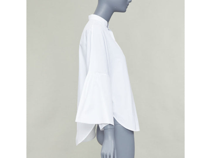 VALENTINO white cotton split collar flared sleeves popover blouse IT38 XS