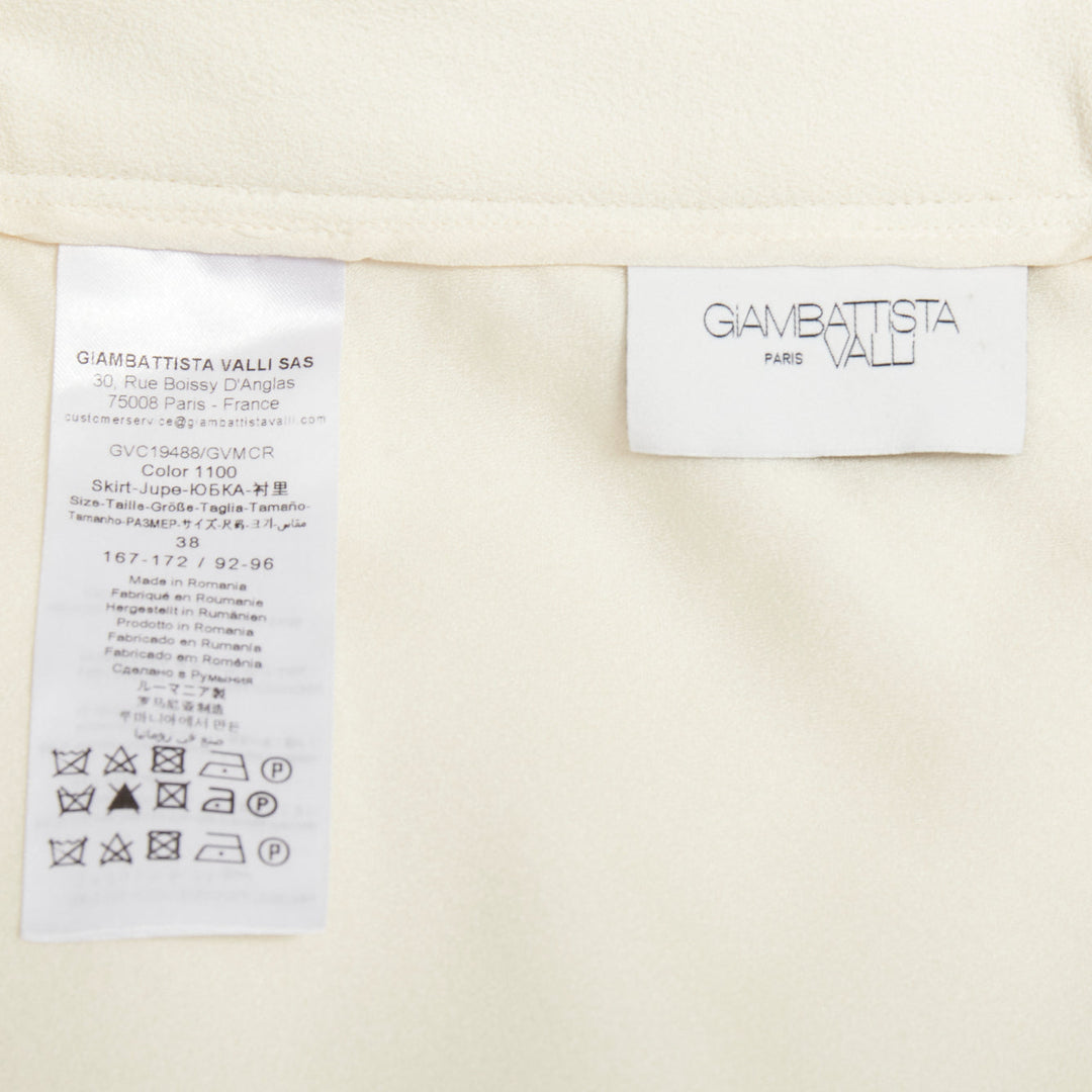 GIAMBATTISTA VALLI cream silk lined high waist flute mermaid midi skirt IT38 XS